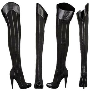 Report Signature 8.5 Steinway Black Over-the-Knee Leather Heel Boots